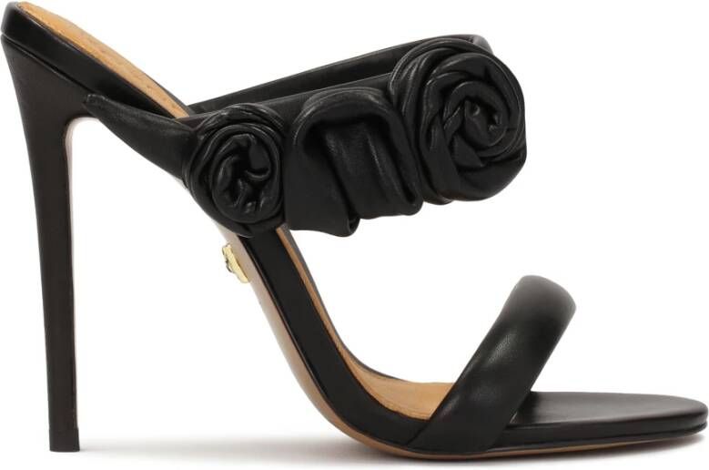 Kazar Elegante zwarte flip-flops met rozen op een hoge stilettohak Black Dames