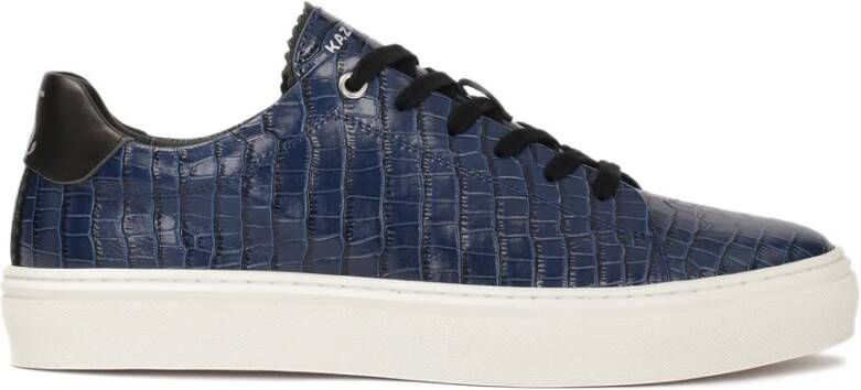 Kazar Studio Marineblauwe leren sneakers met reliëfpatroon Blue Heren