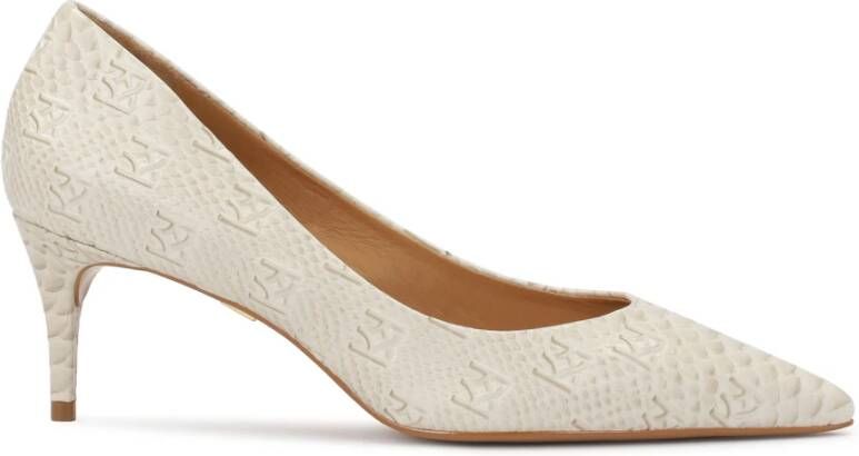 Kazar gegraveerde monogram leren pumps White Dames