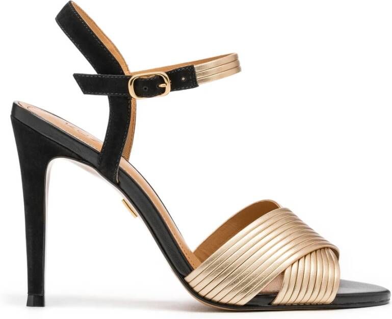 Kazar Gouden en zwarte sandalen gemaakt van twee soorten leer Black Dames