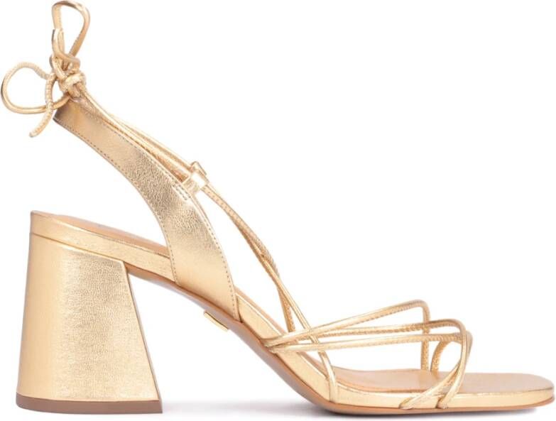 Kazar Gouden sandalen op een blokhak om de kuit gestrikt Yellow Dames