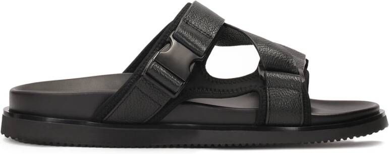 Kazar Heren leren slippers in zwart Black Heren