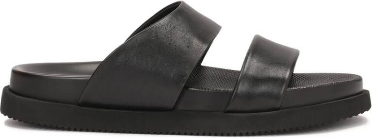 Kazar Heren leren slippers op een geprofileerde zool Black Heren