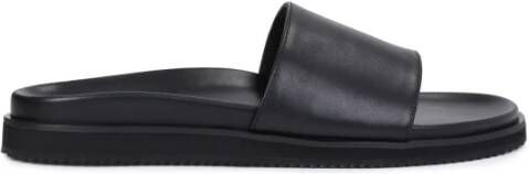 Kazar Heren leren slippers op een verhoogde zool Black Heren