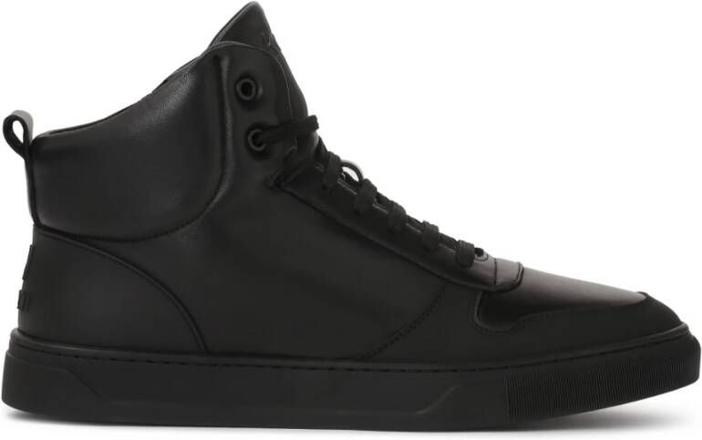 Kazar Heren sneakers van glad leer met rubberen neuskap Black Heren