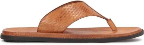 Kazar Heren universele teenslippers gemaakt van graanleer Brown Heren