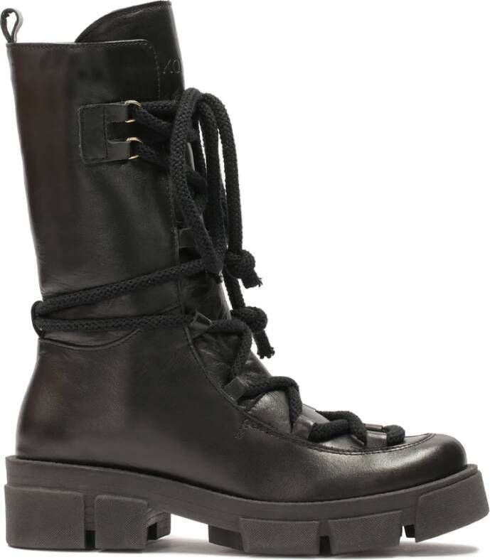 Kazar Hoge leren veterschoenen Black Dames