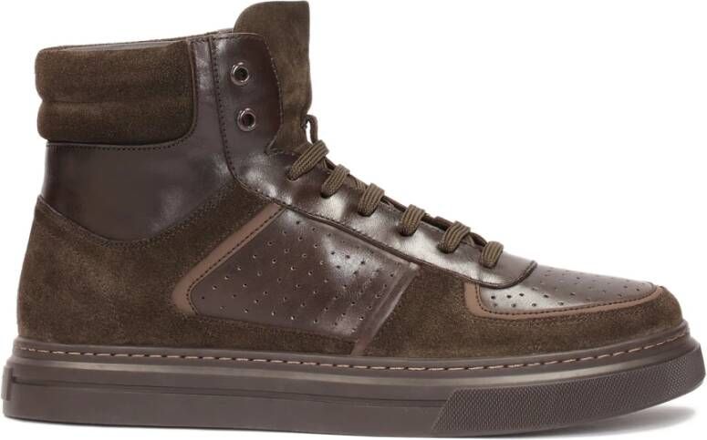 Kazar Hoge sneakers van suède en glad leer Brown Heren