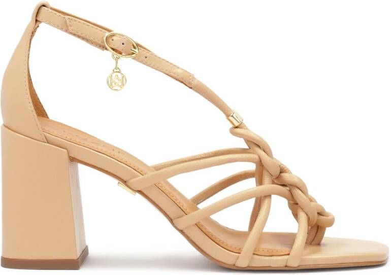 Kazar Leren flip flop sandalen met een paalhak Beige Dames