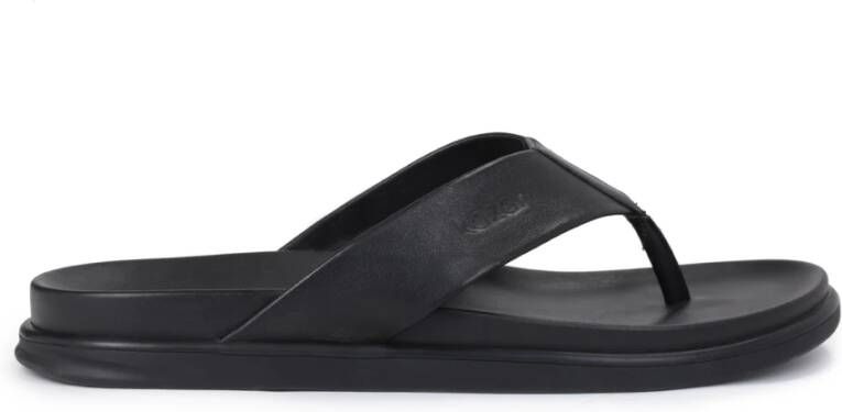 Kazar Leren Flip-Flops met Dikke Zool Black Heren