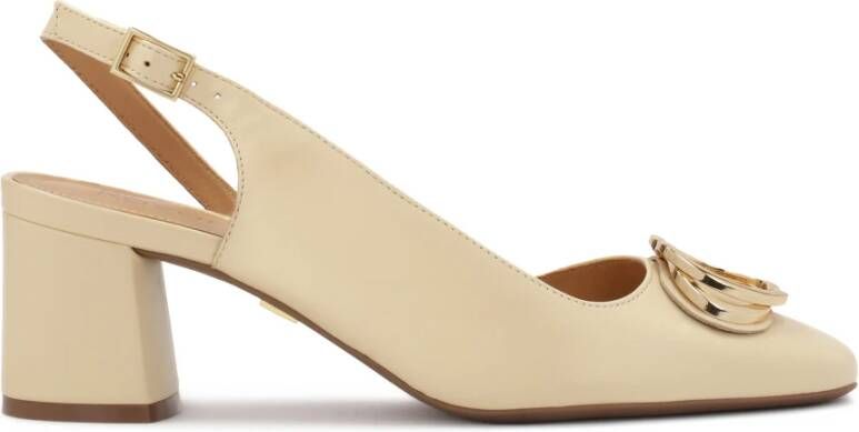 Kazar Leren halfopen pumps Beige Dames