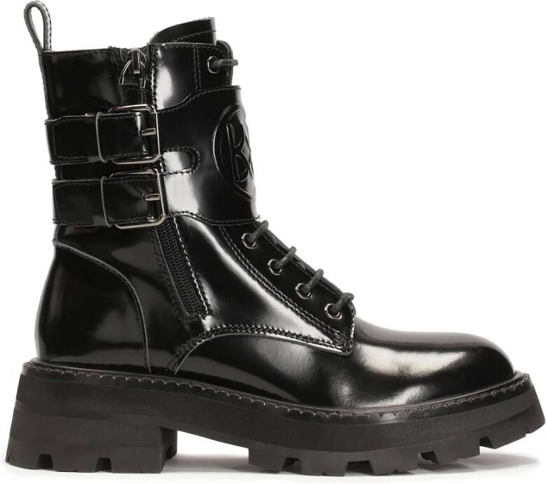 Kazar Leren laarzen voor vrouwen in militaire stijl Black Dames