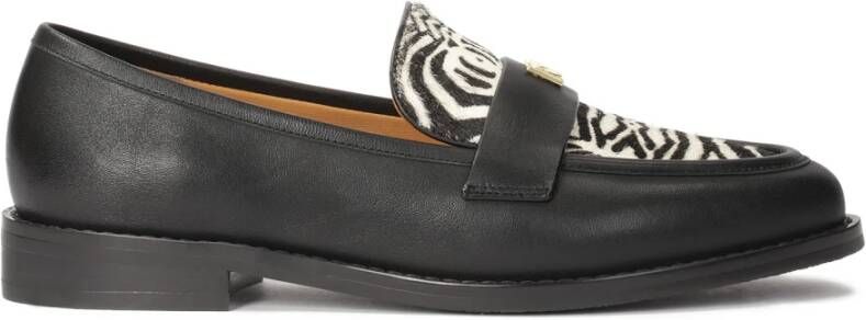 Kazar Leren loafers met natuurlijk haar in een zebra patroon Black Dames