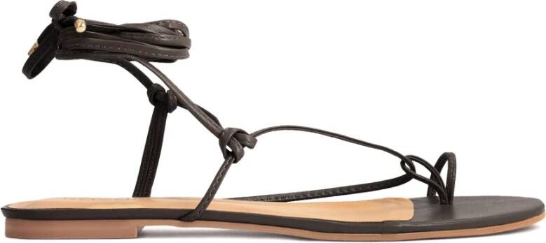 Kazar Leren sandalen op een platte zool om de enkel gebonden Brown Dames