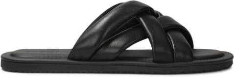 Kazar Leren slippers met zachte banden Black Heren