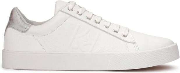 Kazar Leren sneakers met zilveren inzet bij de hiel White Dames