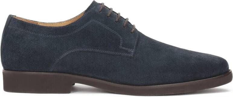 Kazar Marineblauwe suède halfschoenen in minimalistische stijl Blue Heren