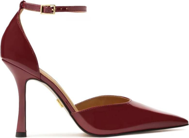 Kazar Maroon halfopen pumps van lakleer met open neus Brown Dames