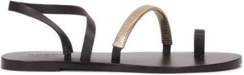 Kazar Metalen Decoratie Platte Leren Sandalen Black Dames