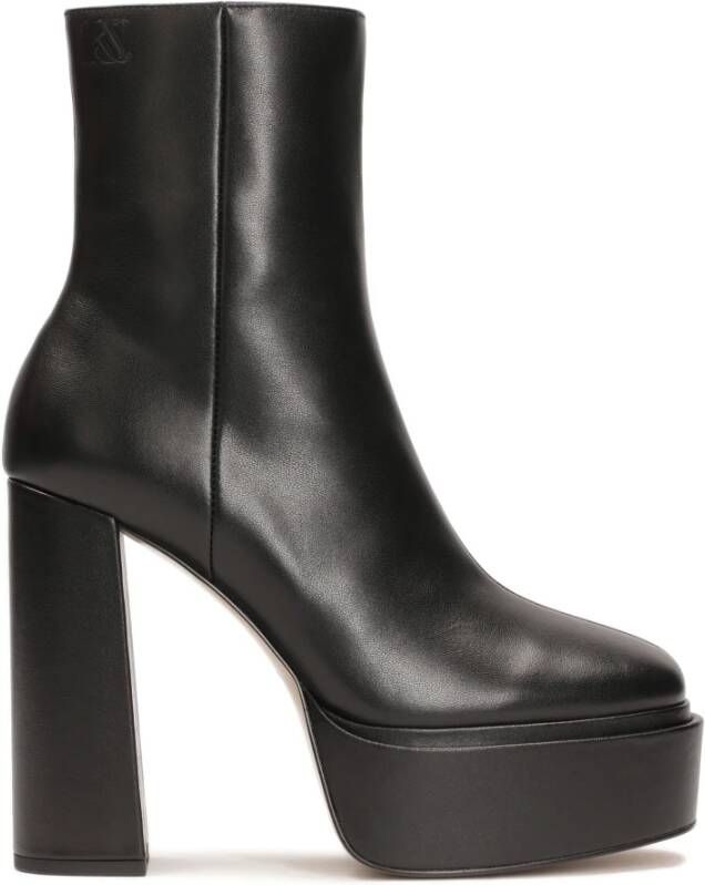 Kazar Platform Post Heel Leren Zwarte Laarzen Black Dames