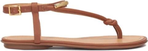 Kazar Platte bruin lederen flip-flops stijl sandalen Brown Dames