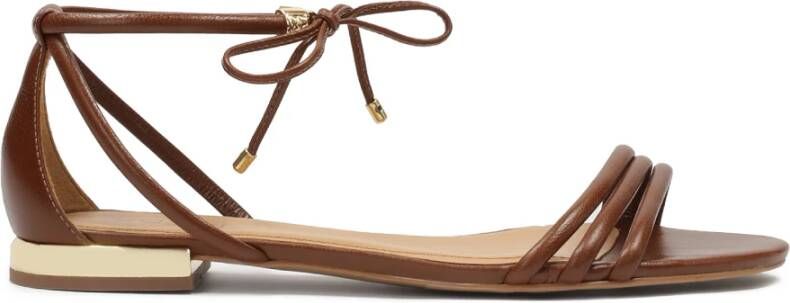 Kazar Platte bruine sandalen vastgebonden met een teenring Brown Dames