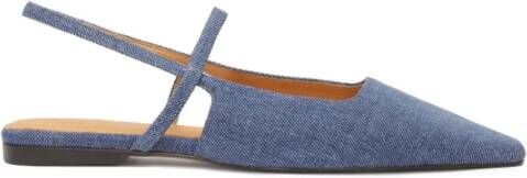 Kazar Platte denim pumps met verlengde neus Blue Dames