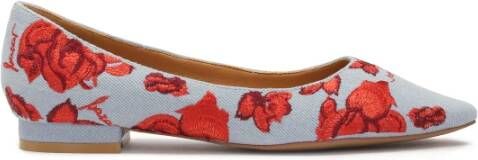 Kazar Platte denimstofpumps met bloemenpatroon Blue Dames