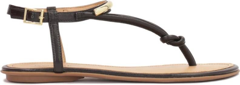 Kazar Platte flip-flop sandalen met metalen versiering Black Dames