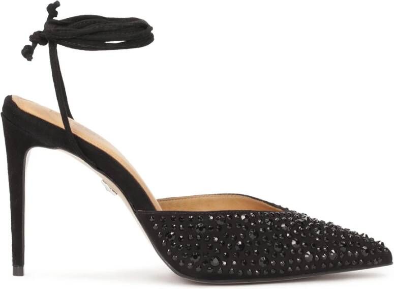 Kazar Platte veterschoenen met open hiel Black Dames