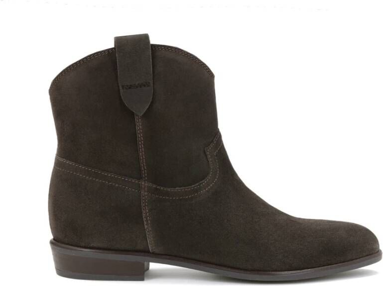 Kazar Slip on suède cowboy laarzen op een platte hak Brown Dames