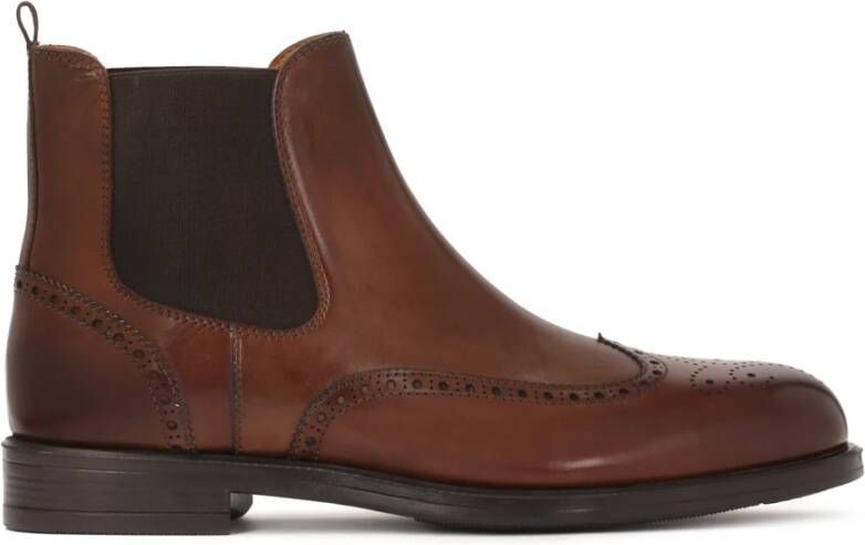 Kazar Stijlvolle leren Chelsea-laarzen met brogue Brown Heren