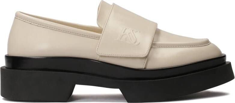 Kazar Studio Leren schoenen op een platte zool met een platform Beige Dames