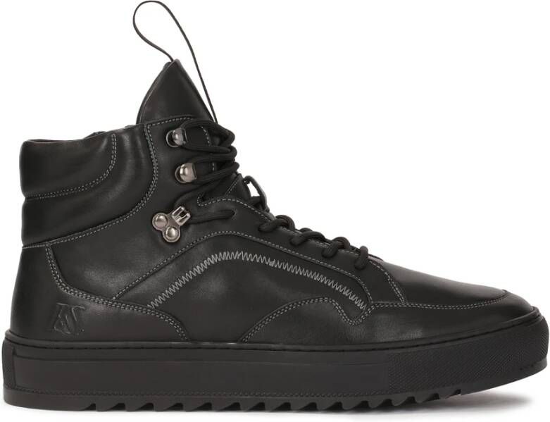 Kazar Studio Zwarte hoge leren sneakers met veters Black Heren