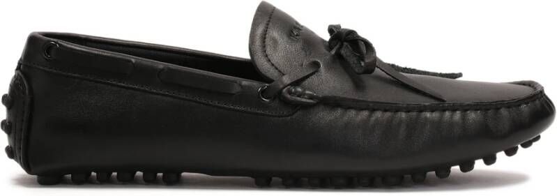 Kazar Studio Zwarte leren mocassins met vetersluiting Black Heren