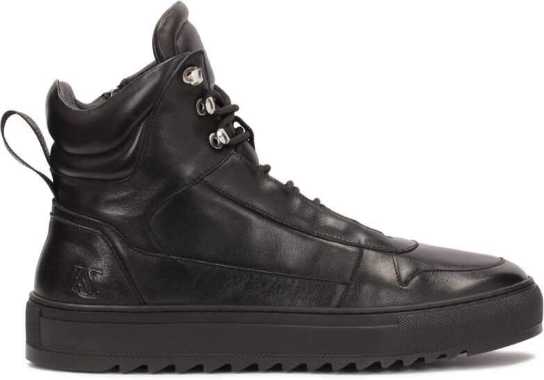 Kazar Studio Zwarte sneakers met hoge schacht en verborgen veters Black Heren