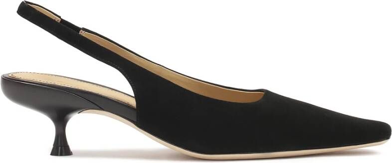 Kazar Studio Zwarte suède pumps met open hiel en verlengde neus Black Dames