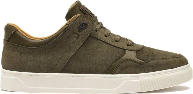 Kazar Suede sneakers in khaki kleur op witte zool Green Heren