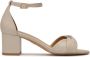 Kazar Tijdloze leren sandalen met bedekte hak Beige Dames - Thumbnail 1