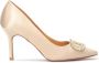 Kazar Versierde beige stoffen trouwpompen Beige Dames - Thumbnail 1