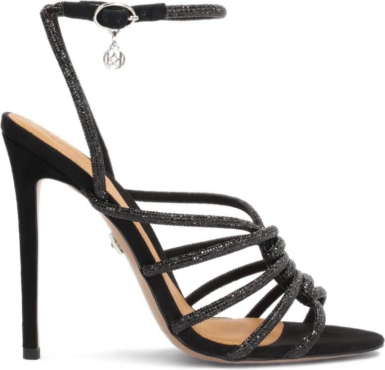 Kazar Versierde zwarte sandalen met sprankelende bandjes Black Dames