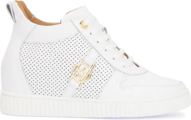 Kazar Witte Leren Geperforeerde Sneakers met Verborgen Anker White Dames