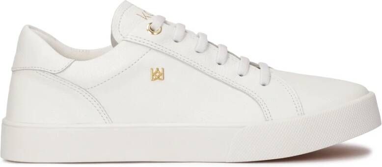 Kazar Witte leren sneakers met gouden elementen White Dames