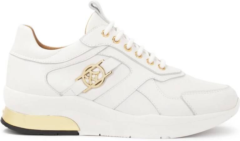 Kazar Witte leren sneakers met gouden inzetstukken White Dames