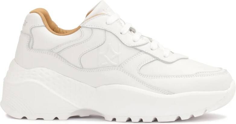 Kazar Witte leren sneakers op een dikke zool White Dames