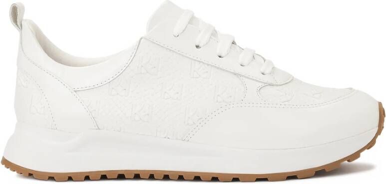 Kazar Witte monogram leren combinatie sneakers White Dames