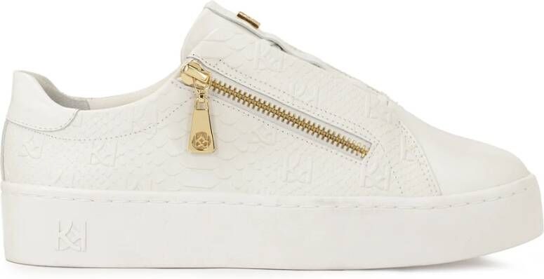 Kazar Witte sneakers met reliëfpatroon en ritssluiting White Dames