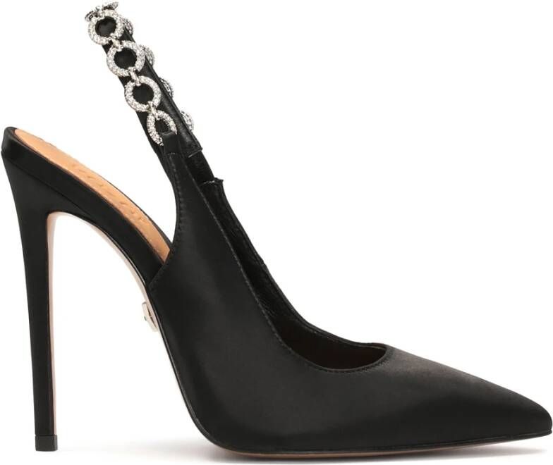 Kazar Zwarte elegante pumps met open hiel en sieraden decoraties Black Dames