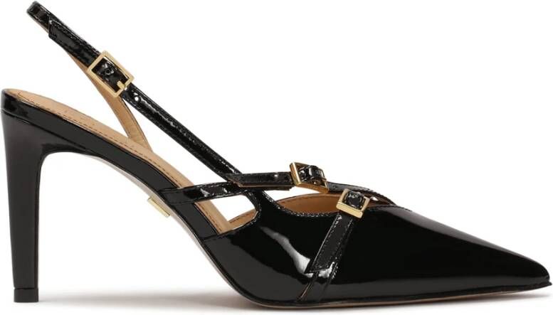 Kazar Zwarte gelakte pumps met open hakken Black Dames