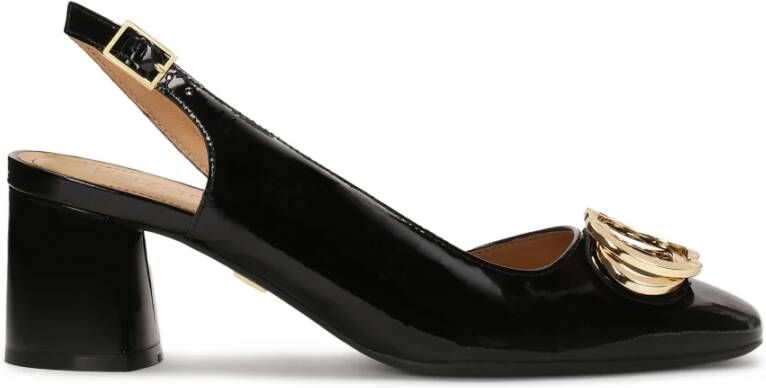 Kazar Zwarte gelakte pumps met open hiel Black Dames